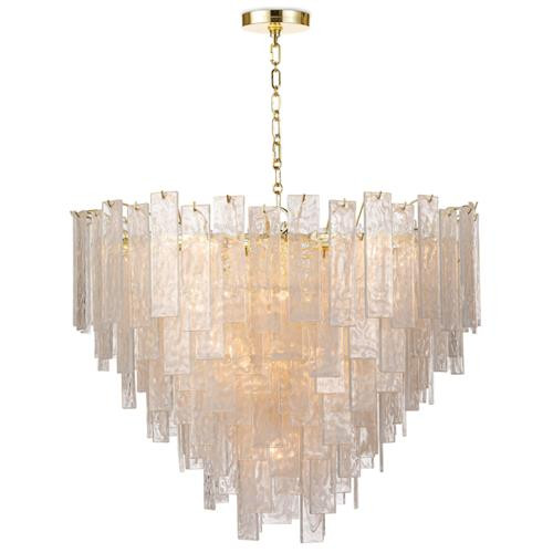 Regina Andrew Glacier Regency Clear Glass Gold Metal Chandelier - Large | Kathy Kuo Home
