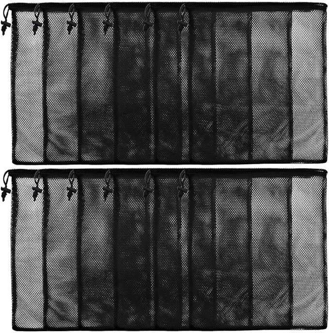 13"X15.5" 12Pcs Mesh Laundry Drawstring Bag Nylon Drawstring Gym Bag with Cord Lock Closure | Amazon (US)