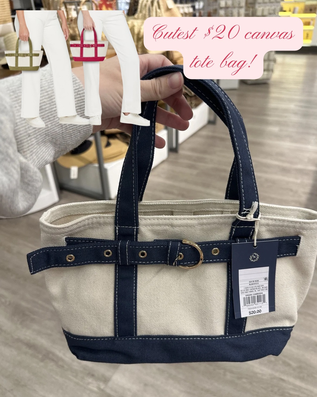 The cutest canvas tote bag! This mini tote bag is adorable. Comes in a large size as well and 3 colors available. Great boat and tote look for less. 

Canvas tote / boat and tote / buckle tote / canvas mini tote / mini tote bag / tote bag 