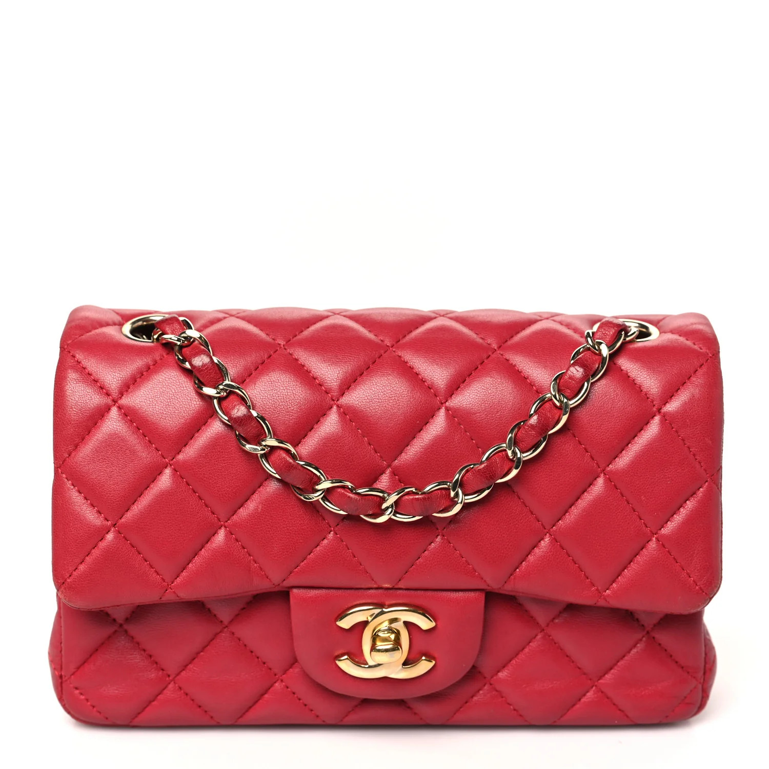 Chanel Lambskin Quilted Mini Rectangular Flap Dark Pink 1737012 | FASHIONPHILE (US)