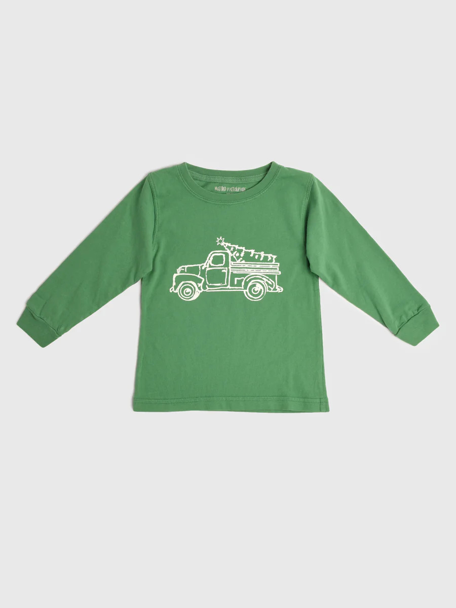 Mustard & Ketchup Kids Boys' Long Sleeve Christmas Truck T-Shirt | Saint Bernard