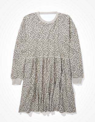 AE Fleece Tiered Babydoll Dress | American Eagle Outfitters (US & CA)