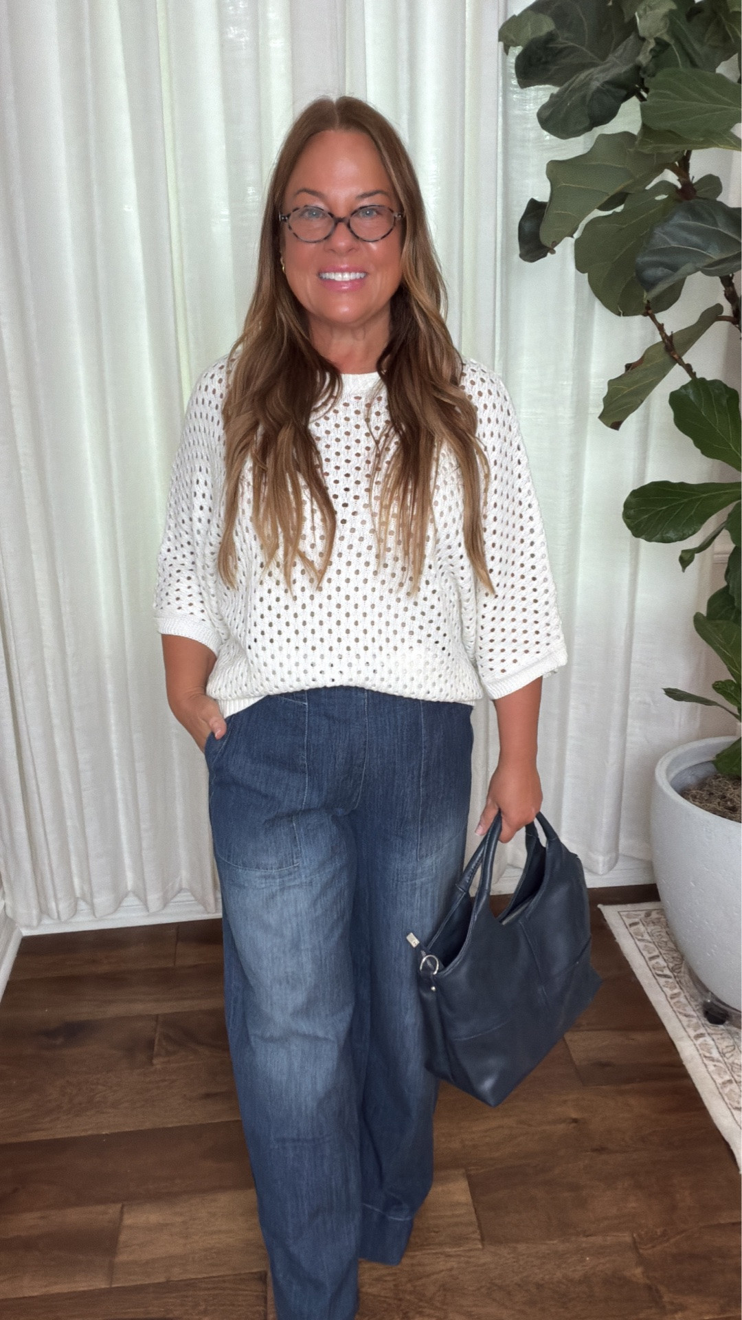 FP look for less jeans make your tummy look flat and legs look long - I mean such a win. The elastic in the back that makes them fit perfectly and comfortably is just the icing on the cake. 

I have paired them with this soft flowy Amazon summer sweater and hobo navy blue bag… This entire outfit is affordable, incredibly flattering and completely current feeling! ￼

#LTKootd #LTKOver40 #LTKMidsize