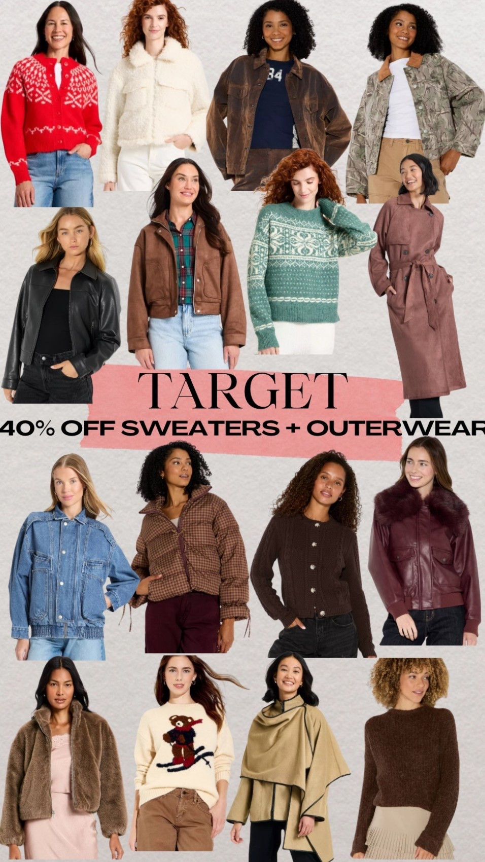 TARGET 40% off SWEATERS + OUTERWEAR 

#LTKGiftGuide #LTKHoliday