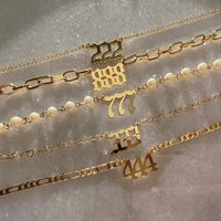 18K Gold Filled Angel Number Necklace, Personalized Gift, Pearl Numbers Lucky Number, 222, 333, 444, 555, 666, 777, 888 | Etsy (US)