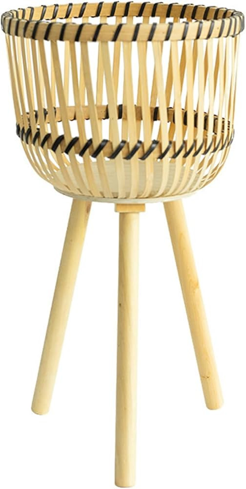 Bamboo Woven Flower Pot Stand,Woven Plant Pot Stand with Wooden Legs,Plant Holder Container for L... | Amazon (US)
