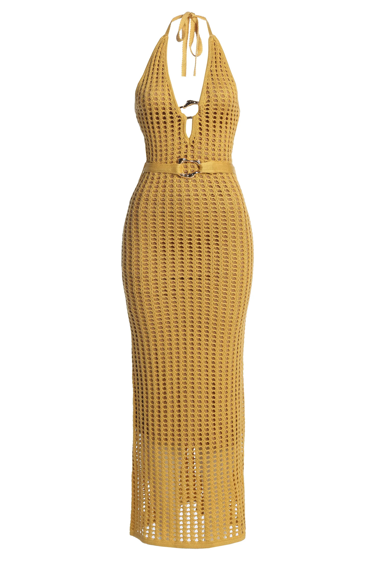 Yellow Oceanic Dream Crochet Maxi Dress | JLUXLABEL