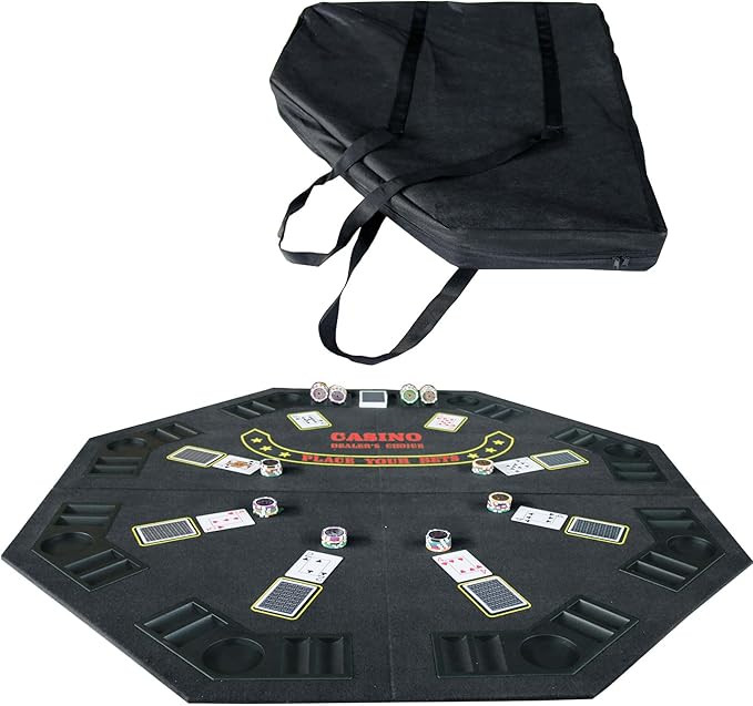 Amazon.com: IDS Poker 48 Inch Folding Octagon Table Top Black Felt for Casino Game with Carrying ... | Amazon (US)