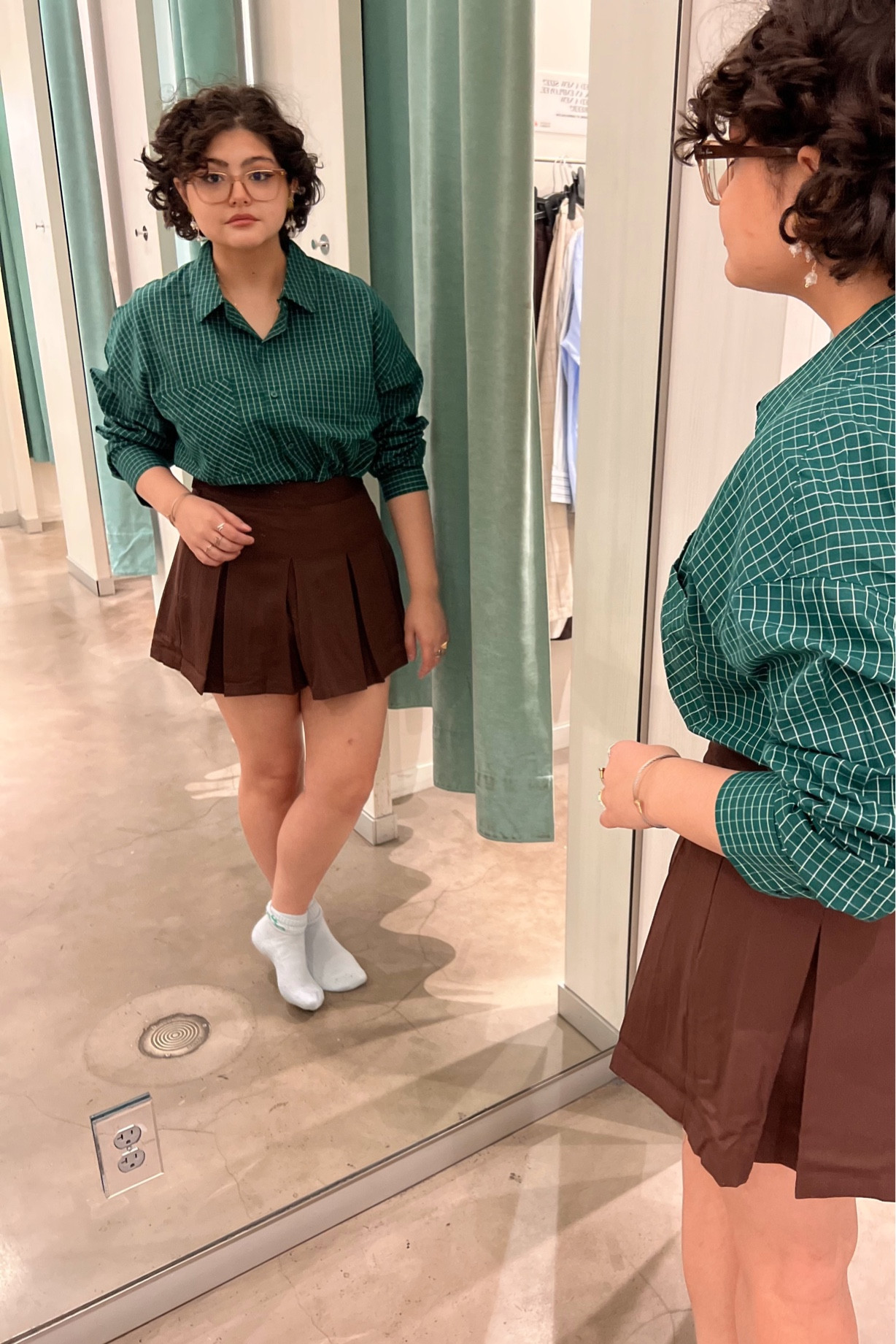 Pleated Skirt ➕Button Up✨#skirts #forever21 #schoolvibes #80s #90s #y2k #green #brown #oversized #mango #zara #hm #forever21 #thefrankieshop #reformation #urban #trendy #teen #girls #teenager #fall #winter #classic #capsule #woman 

#LTKSeasonal #LTKunder50 #LTKstyletip