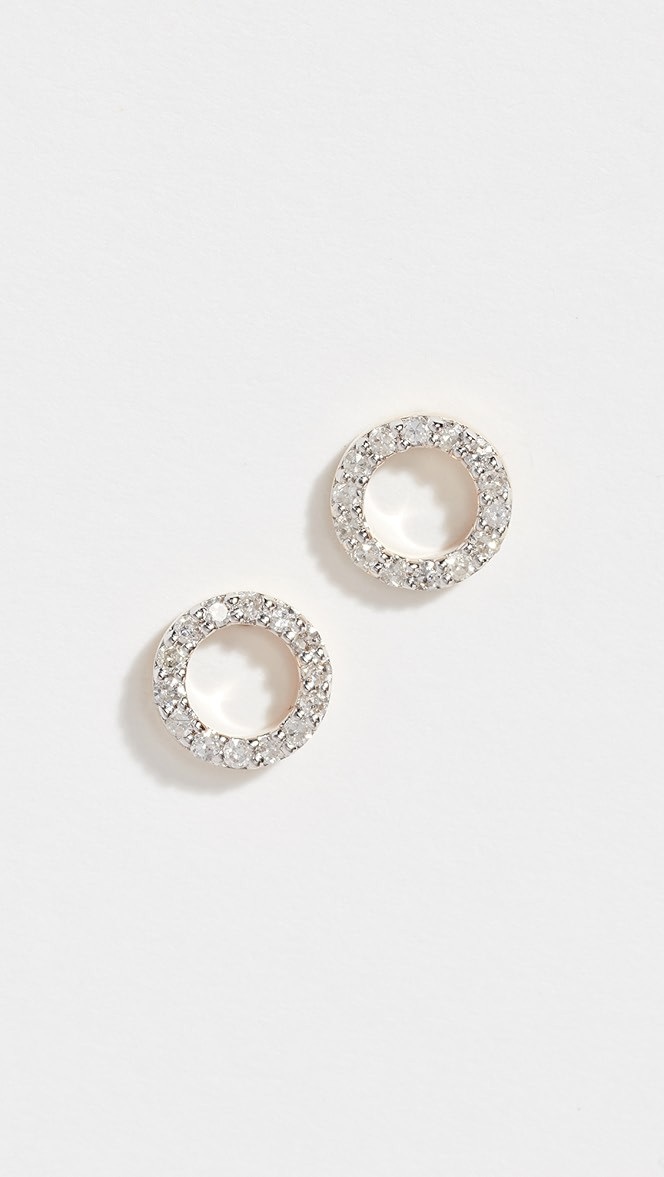 14k Mini Diamond Circle Studs | Shopbop