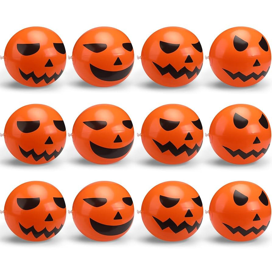 Wettarn 24 Pcs Halloween Pumpkin Beach Balls for Kids Bulk Halloween Inflatable Plastic Jack O La... | Amazon (US)