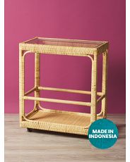 Made In Indonesia 28x32 Rattan Two Tier Bar Cart | Storage Furniture | HomeGoods | HomeGoods