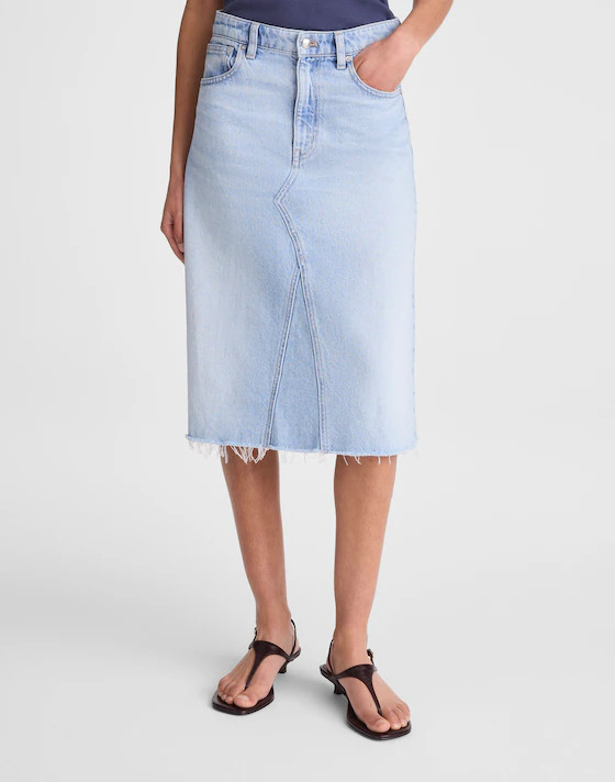 Denim Flounce Midi Skirt in Foster Wash | Madewell