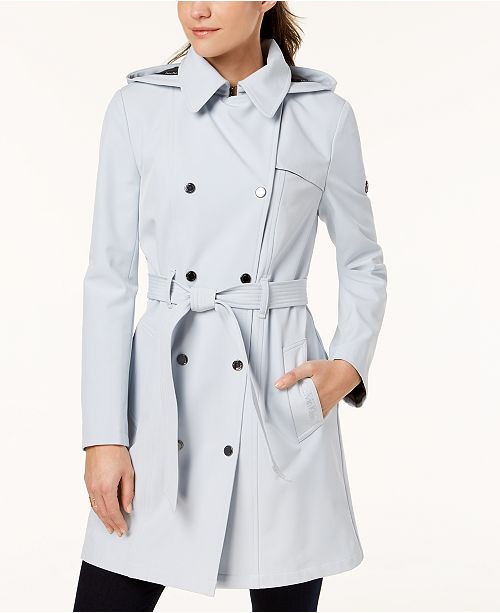 Hooded Double-Breasted Trench Coat | Macys (US)