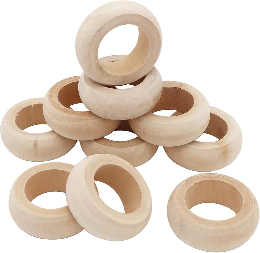 Wooden Napkin Rings 10pcs Natural Wood Serviette Holders Round Serviette Rings Table Decoration N... | Amazon (US)