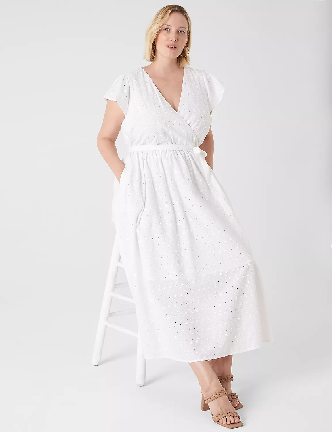 Flutter-Sleeve Eyelet Maxi Dress | LaneBryant | Lane Bryant (US)