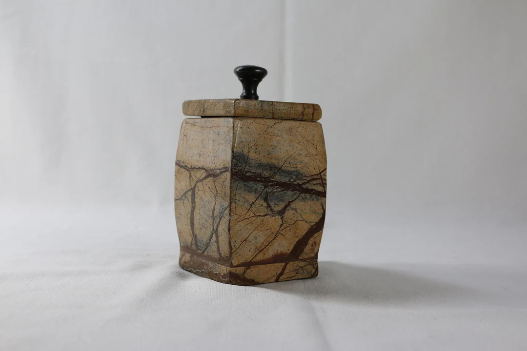 Beautiful Heavy Natural Marble Stone Lidded Jar - Etsy | Etsy (US)