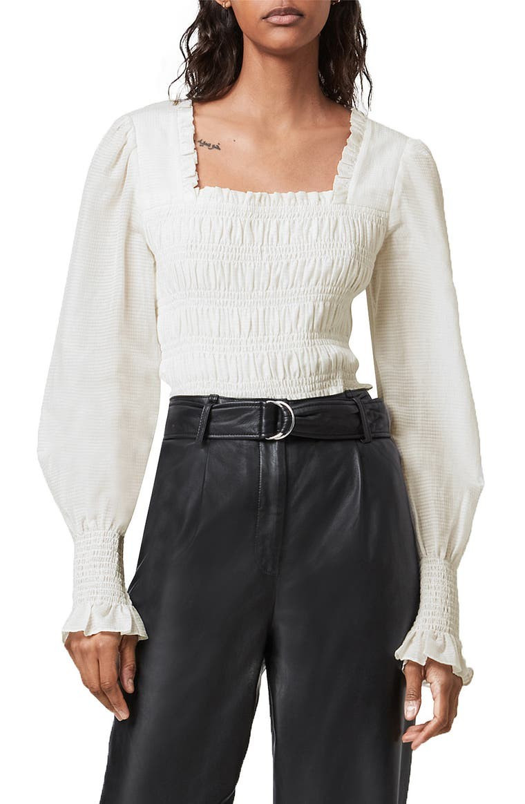 AllSaints Livi Puff Sleeve Crop Top | Nordstrom | Nordstrom