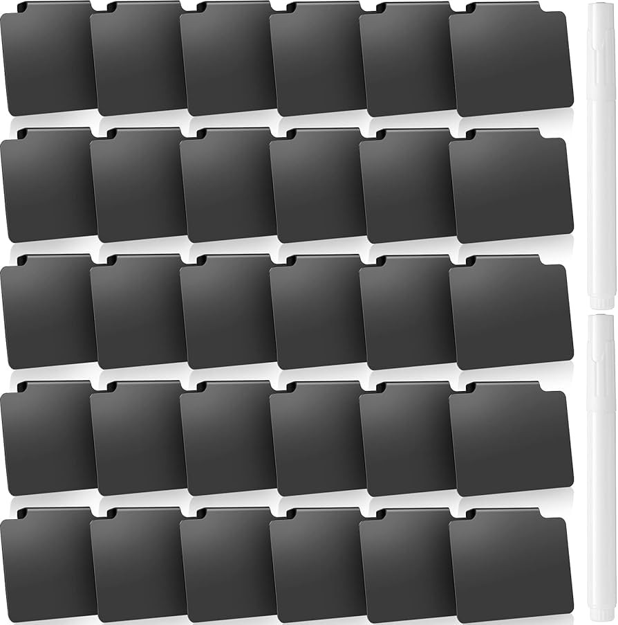 32 Pieces Basket Labels Clip Set, Include 30 Pieces Kitchen Clip Label Holder Removable PVC Bin w... | Amazon (US)