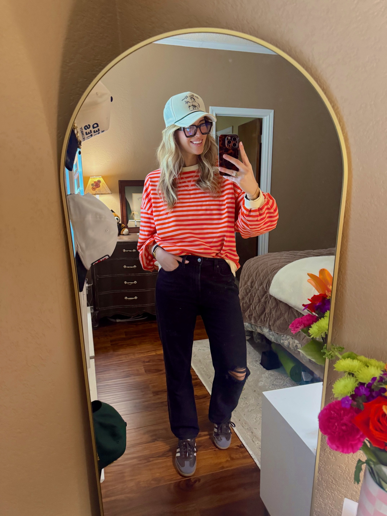 Bringing some color into this wintery weather 🩷🧡!! #amazon #altardstate #adidas #sambas #color #trendingtop #glasses #tortoiseshell 

#LTKSeasonal #LTKWorkwear