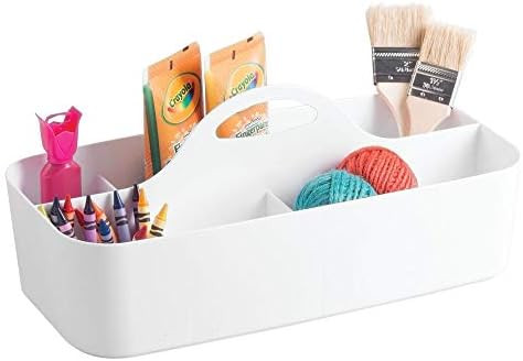 mDesign Plastic Portable Craft Storage Organizer Caddy Tote, Divided Basket Bin with Handle for C... | Amazon (US)
