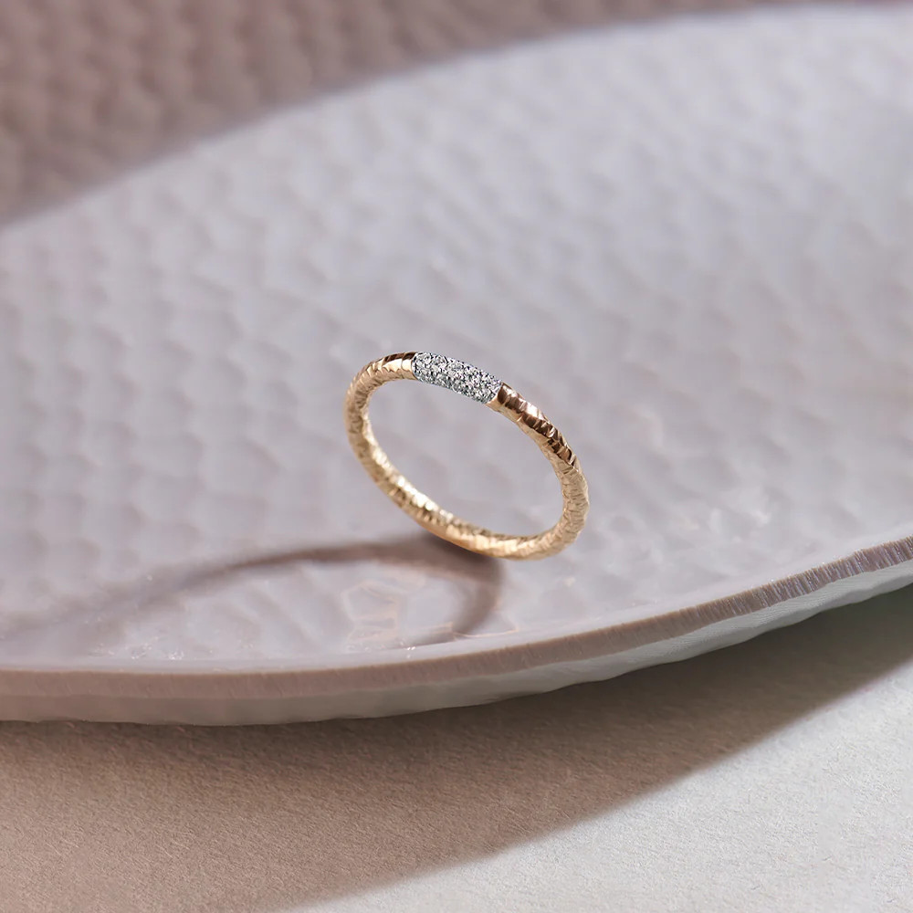 Textured Band Ring|10K Solid Gold Lab Grown Diamond |HYOU | Hyou Fine Jewelry