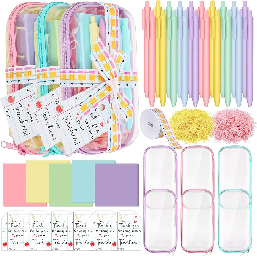 Motiskyy 6 Sets/75 Pcs Teacher Appreciation Gifts Idea Kit Hard Case Zipper Pouch Ballpoint Pens ... | Amazon (US)