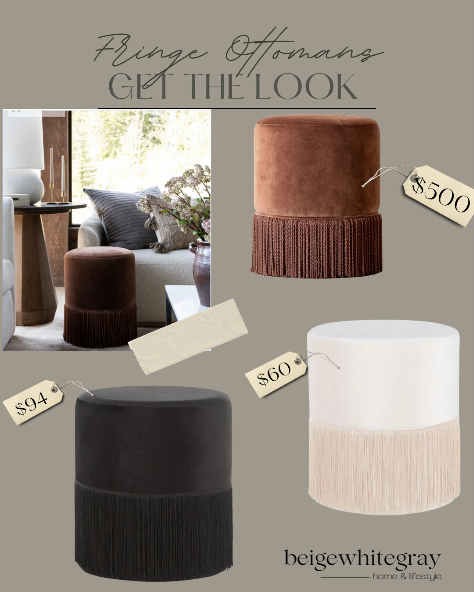 Some of my favorite fringe ottomans! The McGee and Co fringe ottoman has been a personal favorite! Check out these beautiful alternatives in neutral colors! 

#LTKstyletip #LTKhome #LTKFind