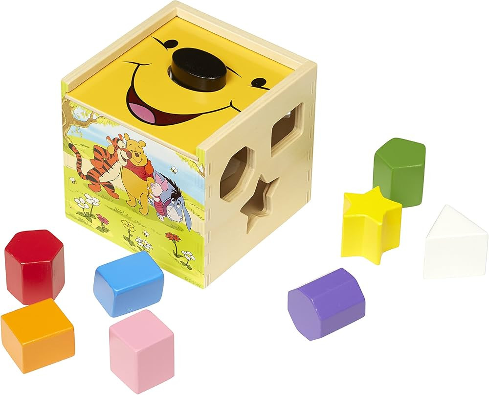 Melissa & Doug Disney Baby Winnie the Pooh Wooden Shape Sorting Cube - Educational Toy With 9 Sha... | Amazon (US)