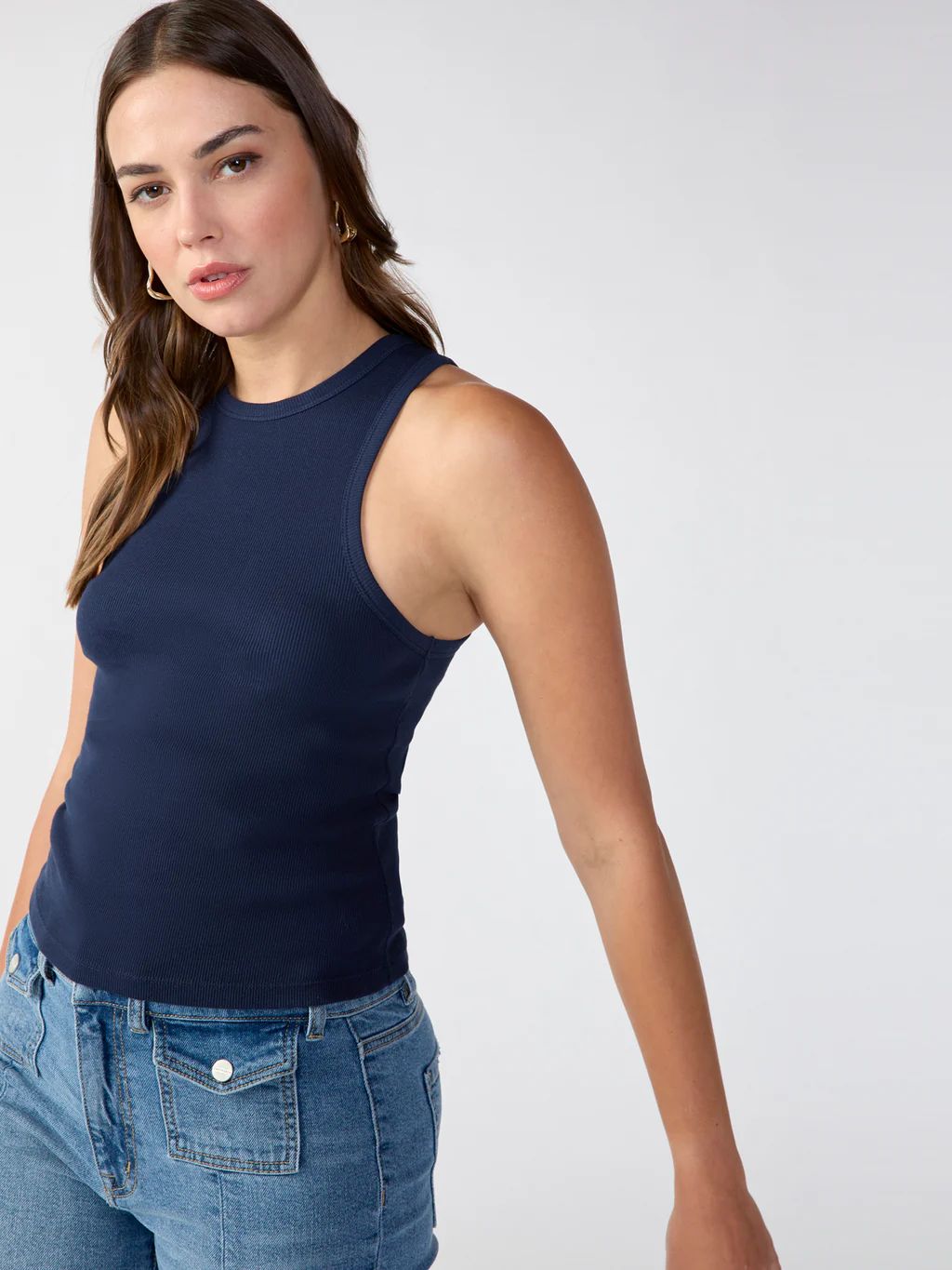 Perfect Rib Tank Navy Reflection | Sanctuary Clothing