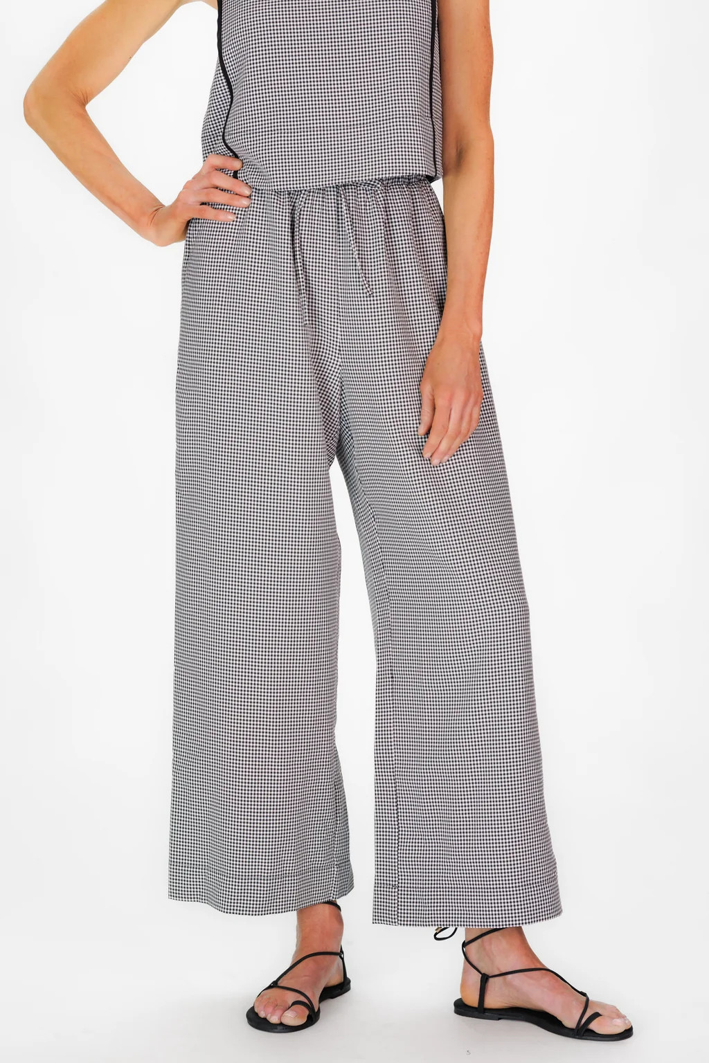 Mauri Pant in Black Mini Gingham Seersucker | Duffield Lane