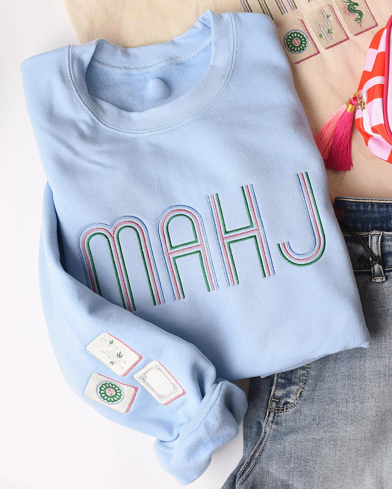 Mahj Embroidered Sweatshirt In Multiple Color Options | Etsy (US)