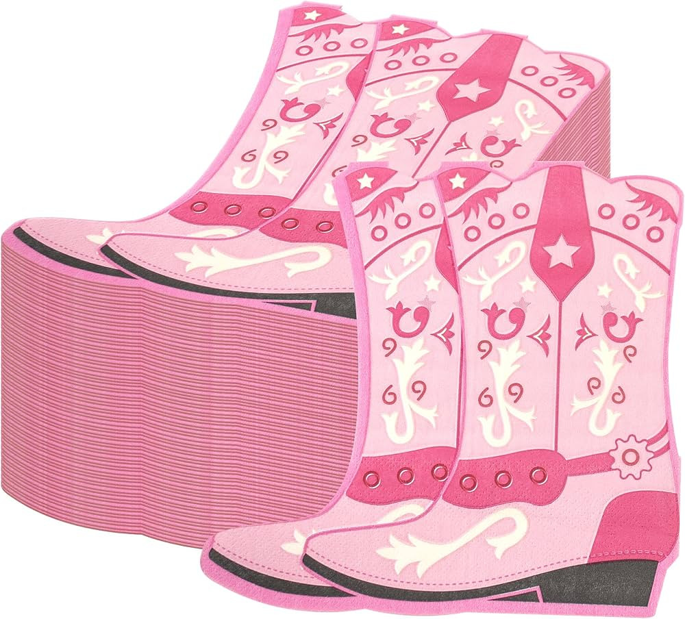 Pink Cowgirl Boot Napkins – 100PCS Girls Western Party Napkins, Cowboy Baby Shower & Bacheloret... | Amazon (US)