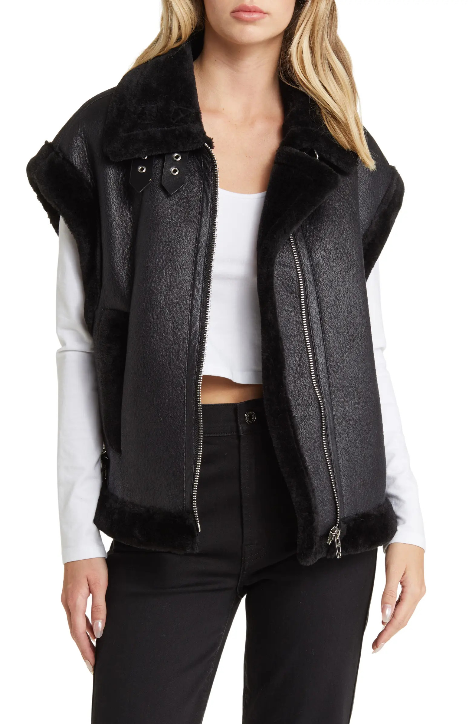 BLANKNYC Faux Leather & Faux Fur Vest | Nordstrom | Nordstrom