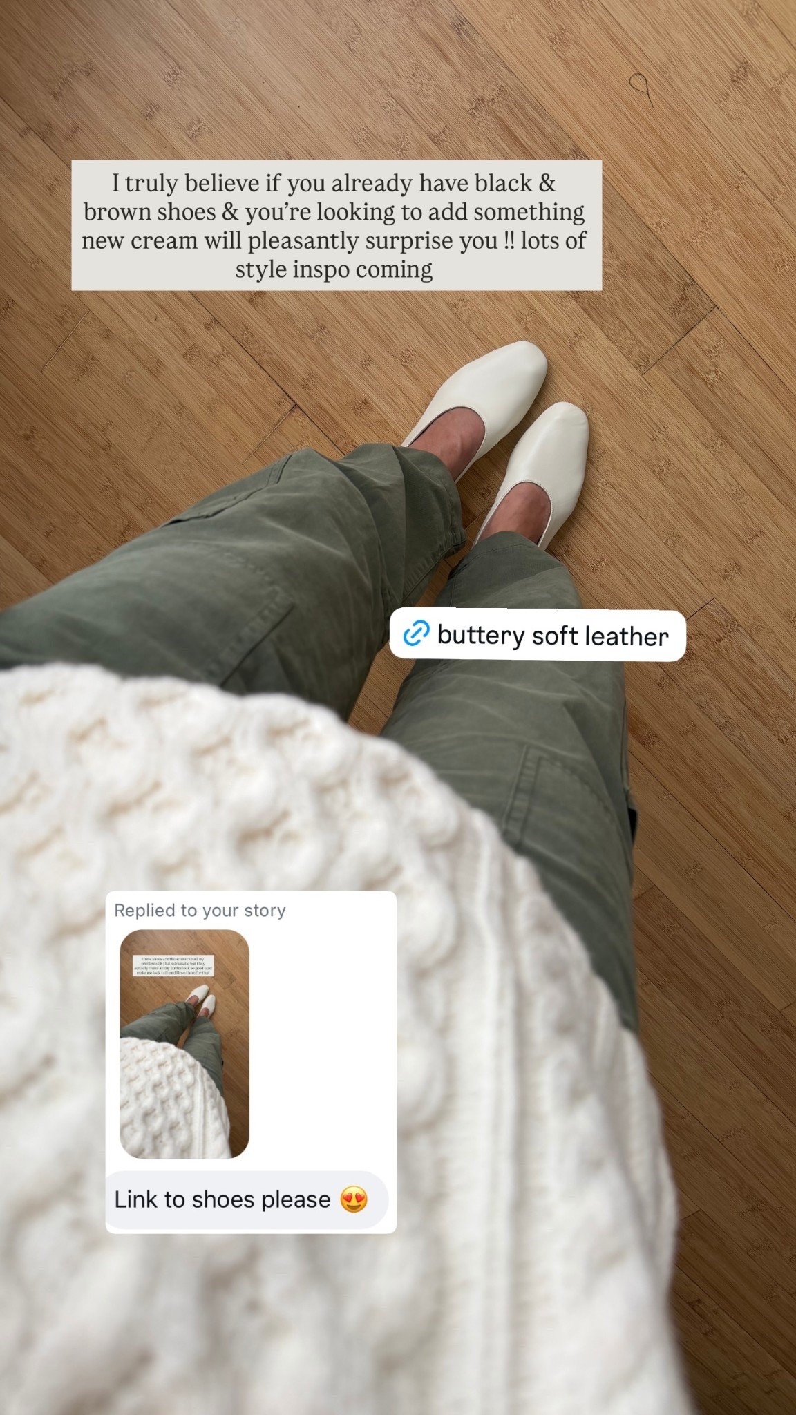 I truly believe if you already have black & brown shoes & you’re looking to add something new cream will pleasantly surprise you !! lots of style inspo coming