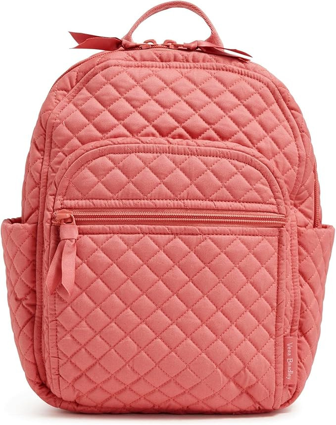 Vera Bradley Women's Cotton Small Backpack, Terra Cotta Rose - Recycled Cotton, One Size | Amazon (US)