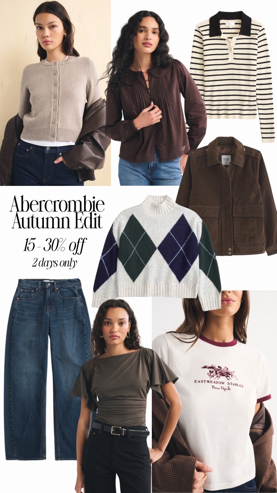 Abercrombie have up to 30% off their autumn pieces today and tomorrow 🍂 cosy knitwear, argyle print, blouses, jackets, stripes

#LTKautumn #LTKjeans