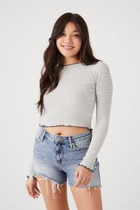 Striped Lettuce-Edge Crop Top | Forever 21 (US)