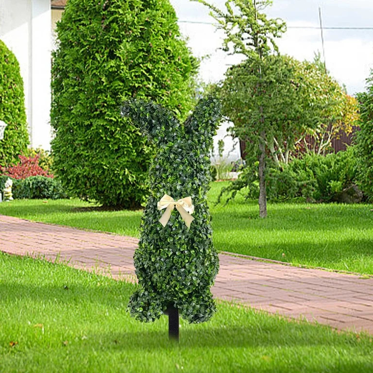 Clearance! Easter Bunny Topiary Boxwood Tree, 30" UV-Resistant Easter Home Decor for Porch Garden... | Walmart (US)