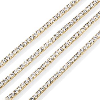 PAVOI 14K Gold Plated 3mm Simulated Diamond Tennis Necklace for Women | Tennis Chain | Chunky Lon... | Amazon (US)