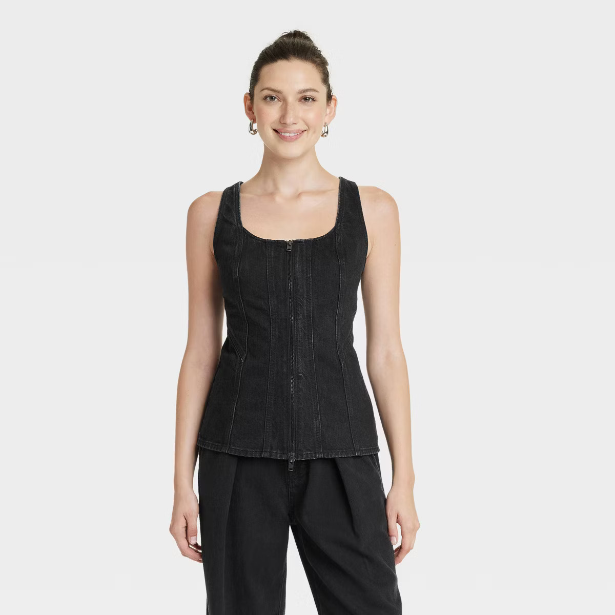 Women's Slim Fit Denim Corset Top - Universal Thread™ Black | Target