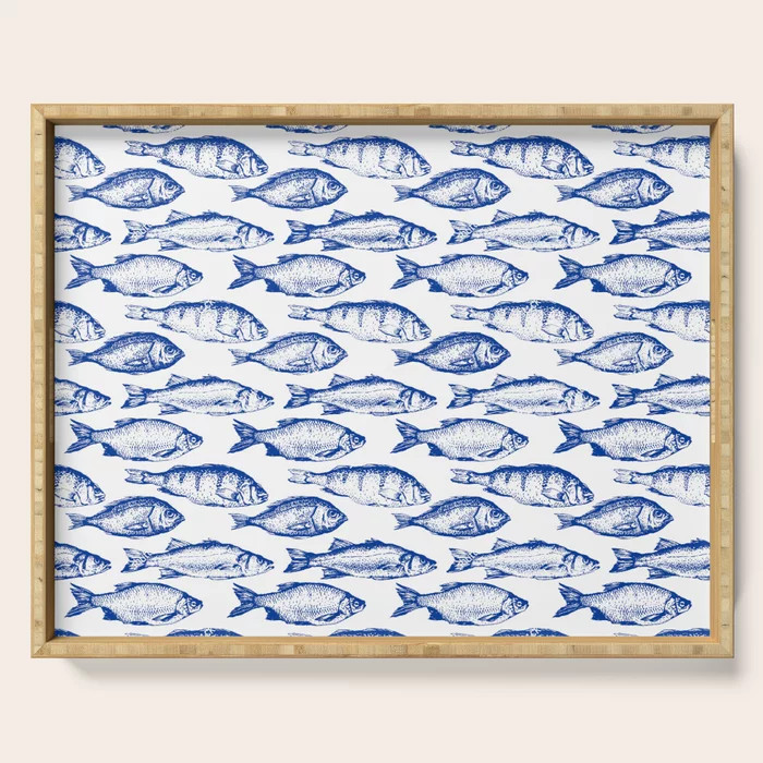 Dark Blue Fish Serving Tray | Society6