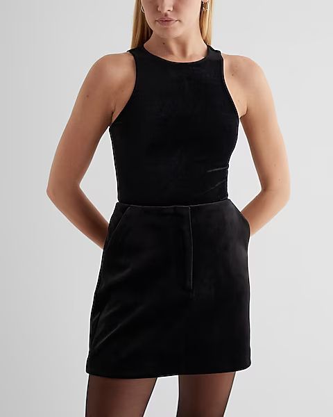 High Waisted Velvet Mini Skirt | Express