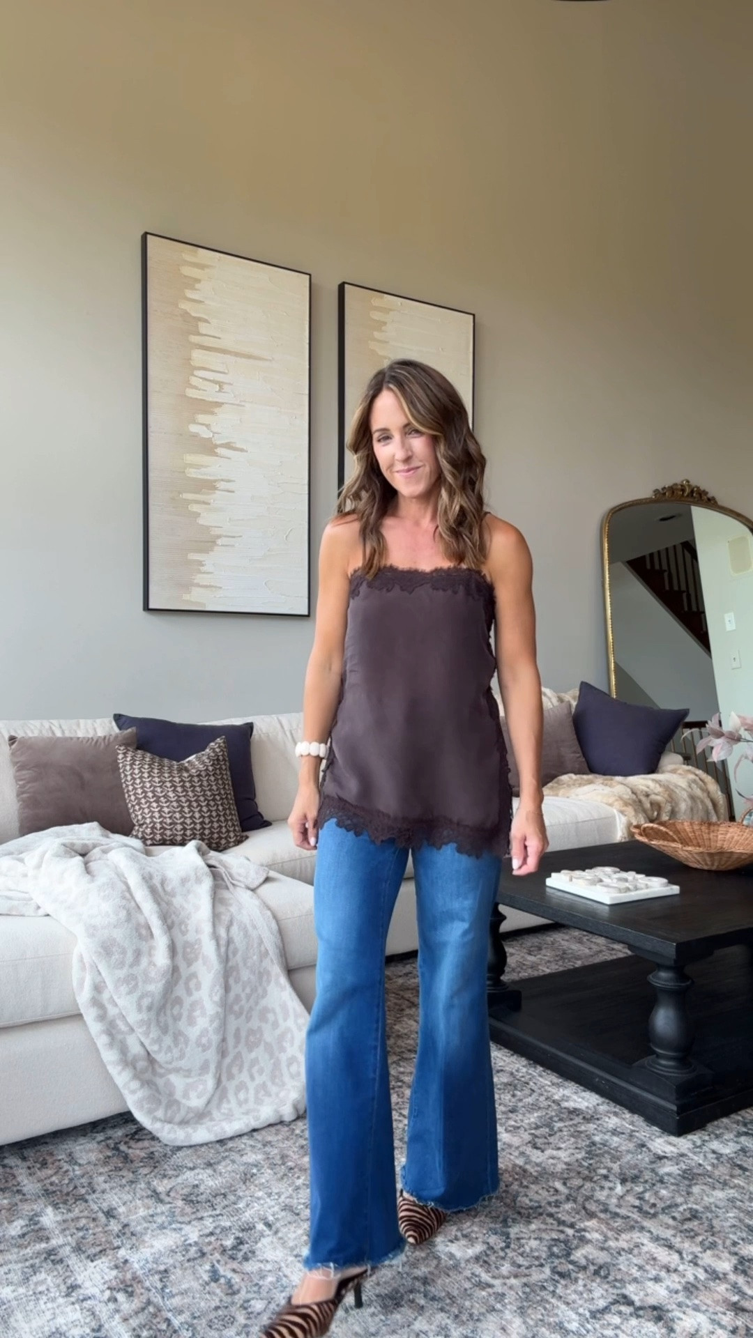 A must for Fall!! Add in a lace trim cami. Wear like this alone or later a sweater over for just a touch of lace peeking out the bottom. 
Small here
Jeans tts
Zebra print mules

#LTKgrwm #LTKSeasonal #LTKOver40
