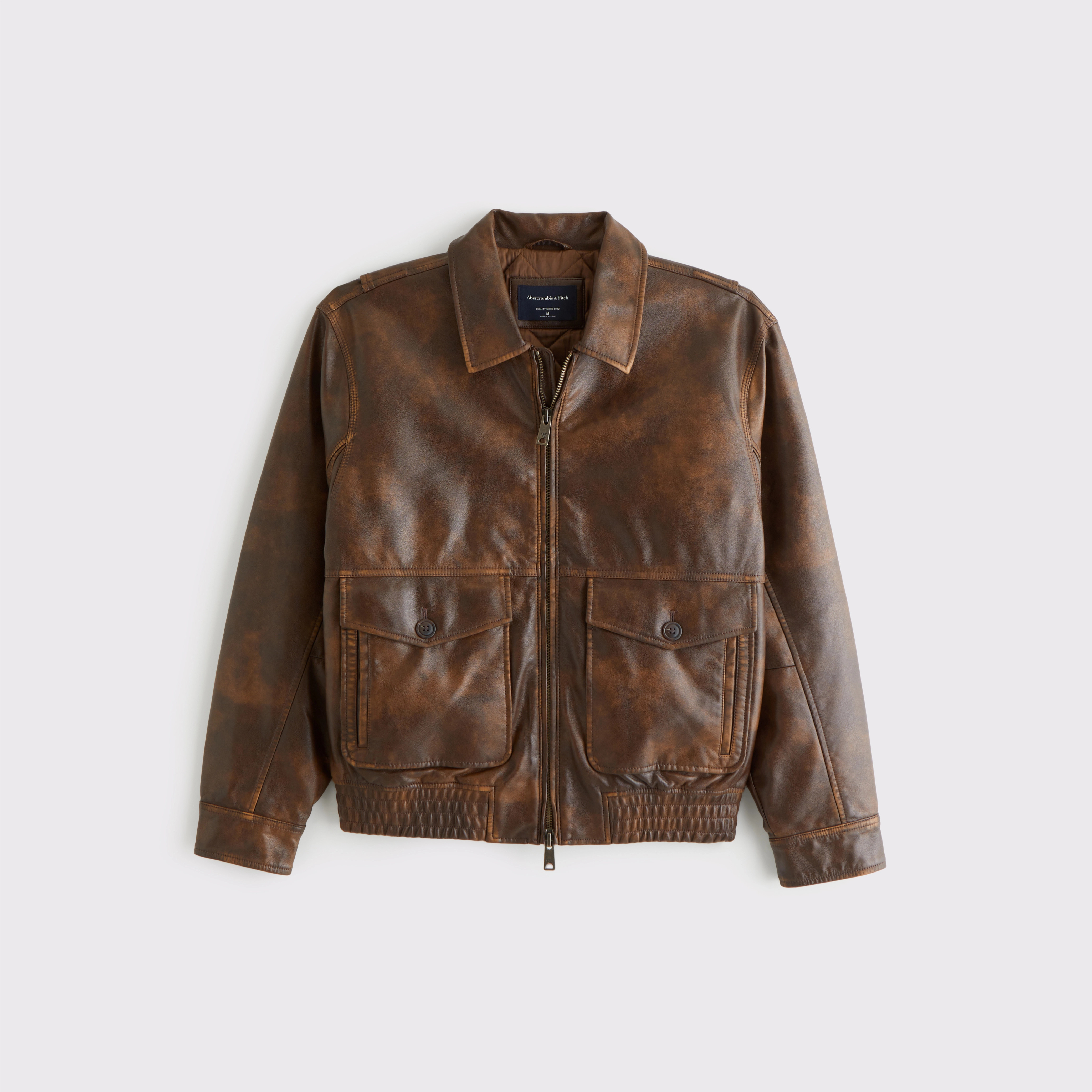 Vintage-Inspired Vegan Leather Bomber Jacket | Abercrombie & Fitch (US)