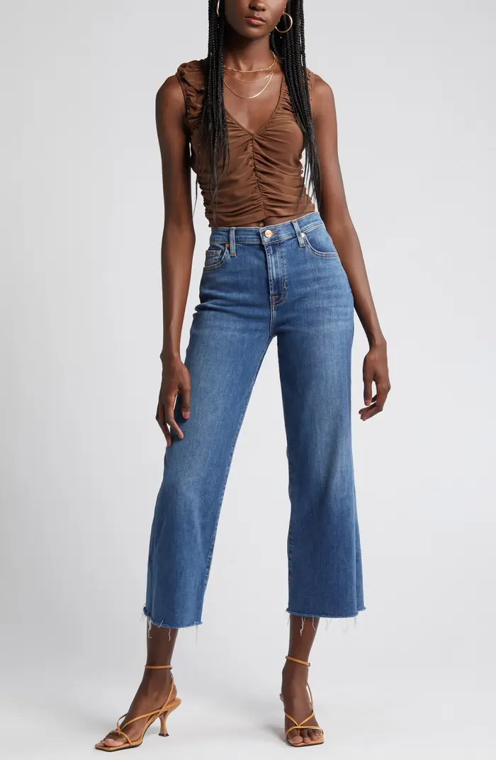 Alexa High Waist Raw Hem Crop Wide Leg Jeans | Nordstrom