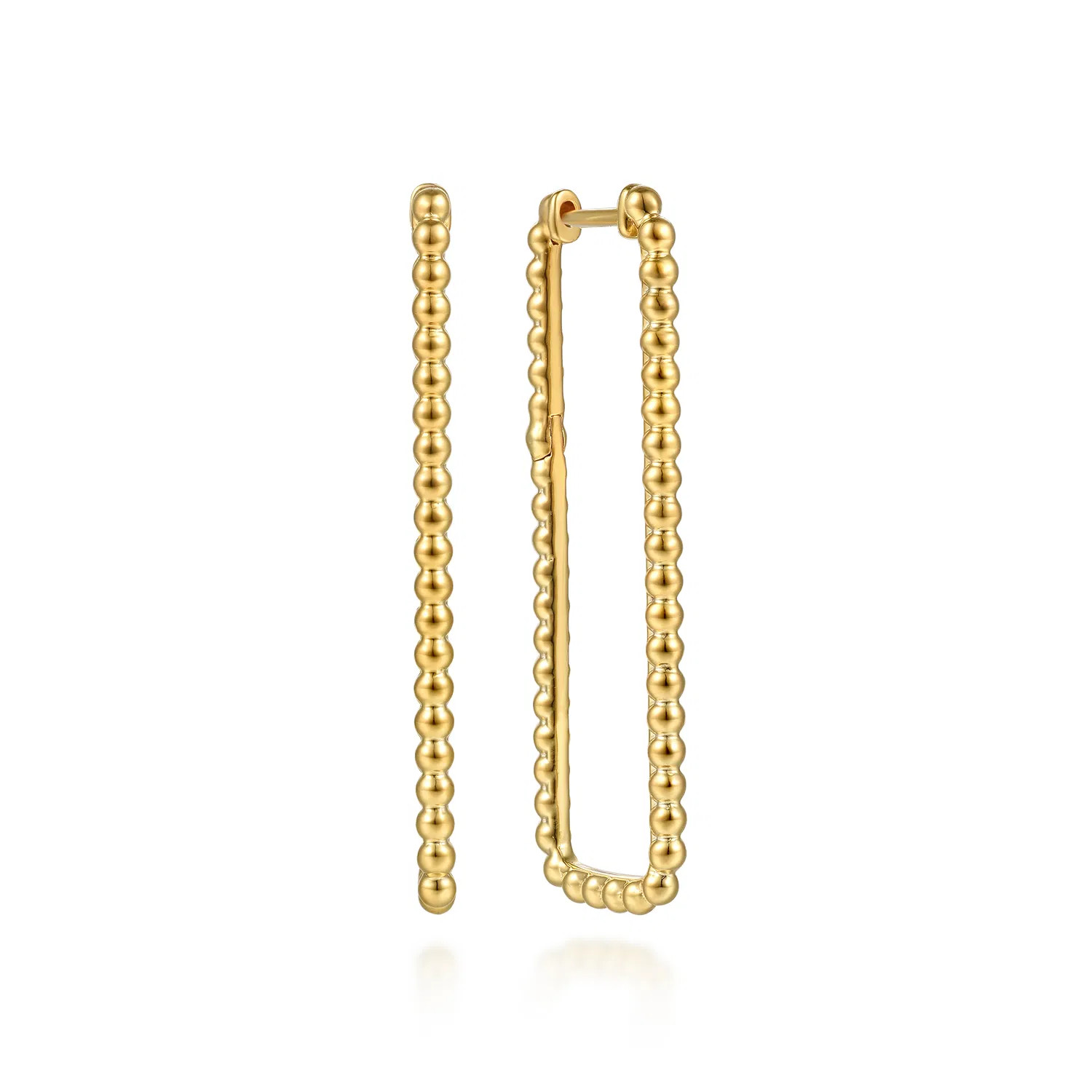 Bujukan Link - 14K Yellow Plain Gold 40mm Rectangle Bujukan Classic Hoop Earrings | Gabriel & Co. Fine Jewelry And Bridal