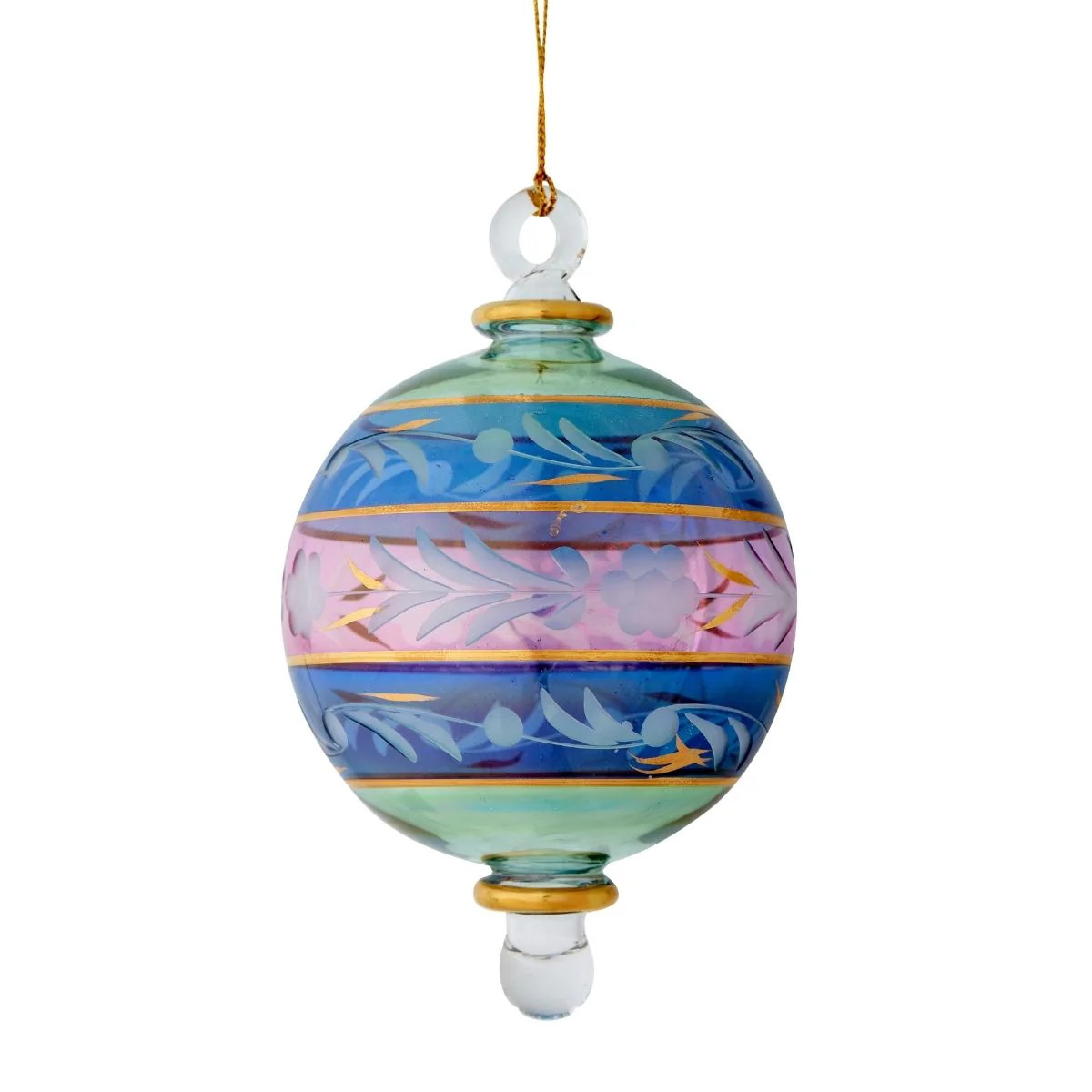 Multi Stripe Round Egyptian Glass Ornament | Caitlin Wilson Design