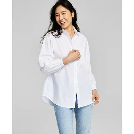 Trendy Plus Size Button-Up Shirt White 4X | Walmart (US)
