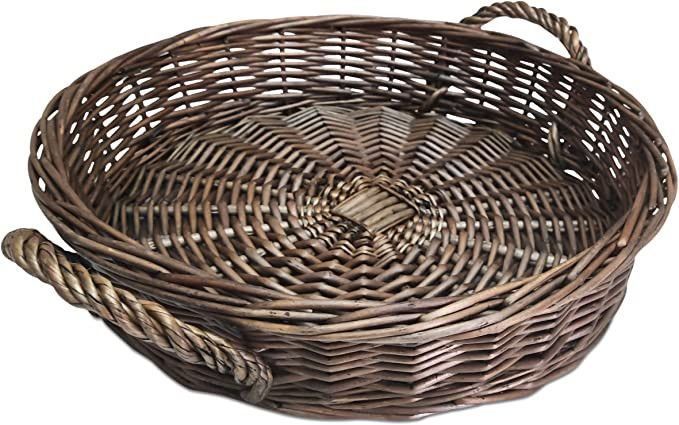 Amazon.com: Round Rattan Tray, 13 inches, with Handles, Woven Wicker Serving Tray, Breakfast, Cof... | Amazon (US)